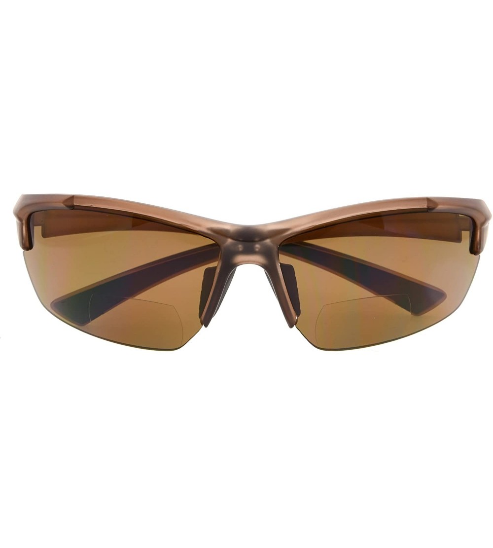 Sport Sports Half-Rim Bifocal Sunglasses Anti-UV Sunglasses for Readers - Matte Brown - CM180D2ITGU $40.29