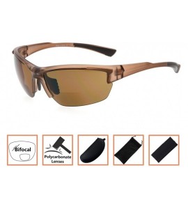 Sport Sports Half-Rim Bifocal Sunglasses Anti-UV Sunglasses for Readers - Matte Brown - CM180D2ITGU $40.29