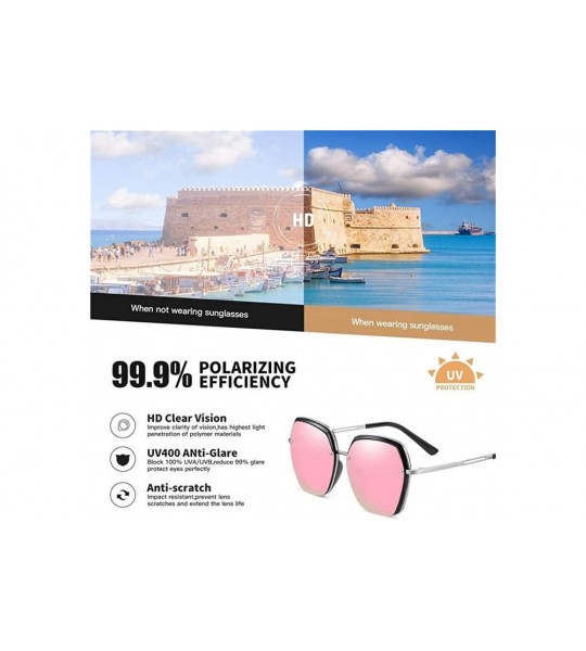 Goggle Women's Oversized Polarized Sunglasses Female Designer Mirror Sun Glasses for Ladies Goggle UV400 - CD199I229QI $25.90