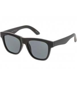 Square Classic Thick Arms Square Flat Lens Horn Rimmed Sunglasses 52mm - Matte Black / Smoke - CX182K3NUY3 $19.51