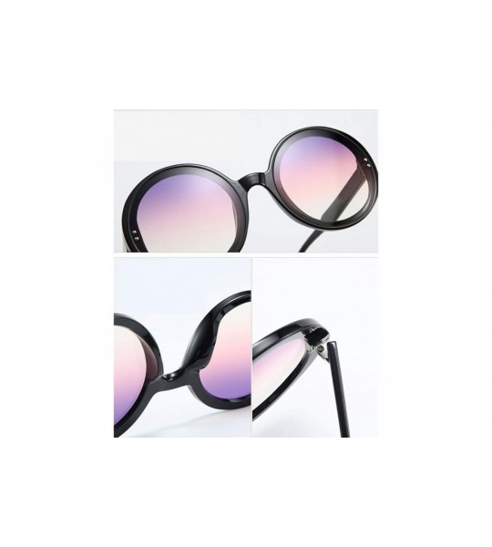 Oversized Round Sunglasses Ladies Retro Black Glasses Oversized Sunglasses - CJ198QLWGXO $43.11