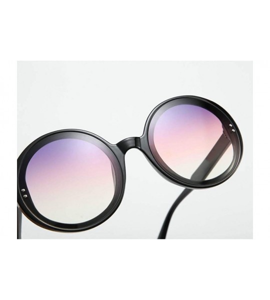 Oversized Round Sunglasses Ladies Retro Black Glasses Oversized Sunglasses - CJ198QLWGXO $43.11