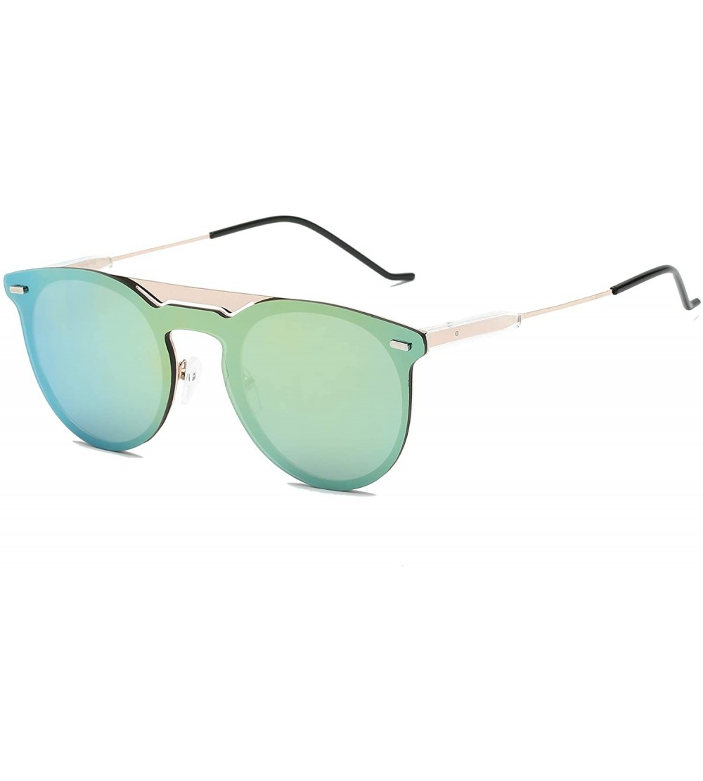 Round Women Retro Vintage Mirrored Round Designer Sunglasses - Green - C818I4IDQQS $19.81