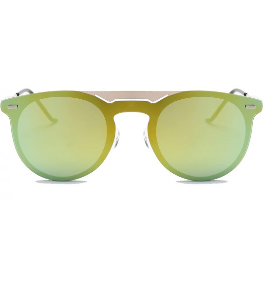 Round Women Retro Vintage Mirrored Round Designer Sunglasses - Green - C818I4IDQQS $19.81