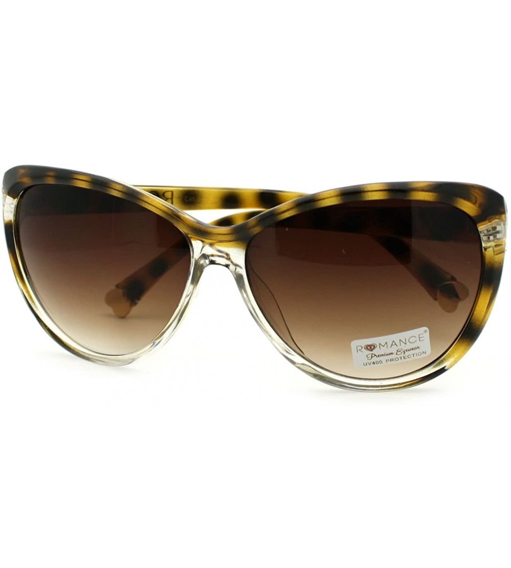 Oversized Oversized Round Cateye Sunglasses Womens Fashion Heart Tip - Tortoise Clear - CE11S9GSFSX $17.94