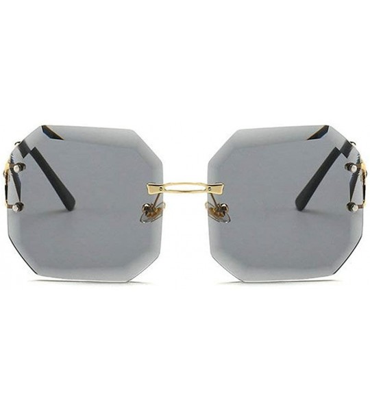 Rimless Fashion New Diamond Rimless Cut Edge Square Sunglasses Brand Designer Trimmed women glasses - Grey - C618WXNYOSY $22.84