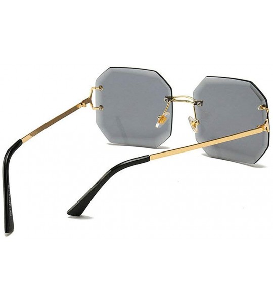 Rimless Fashion New Diamond Rimless Cut Edge Square Sunglasses Brand Designer Trimmed women glasses - Grey - C618WXNYOSY $22.84