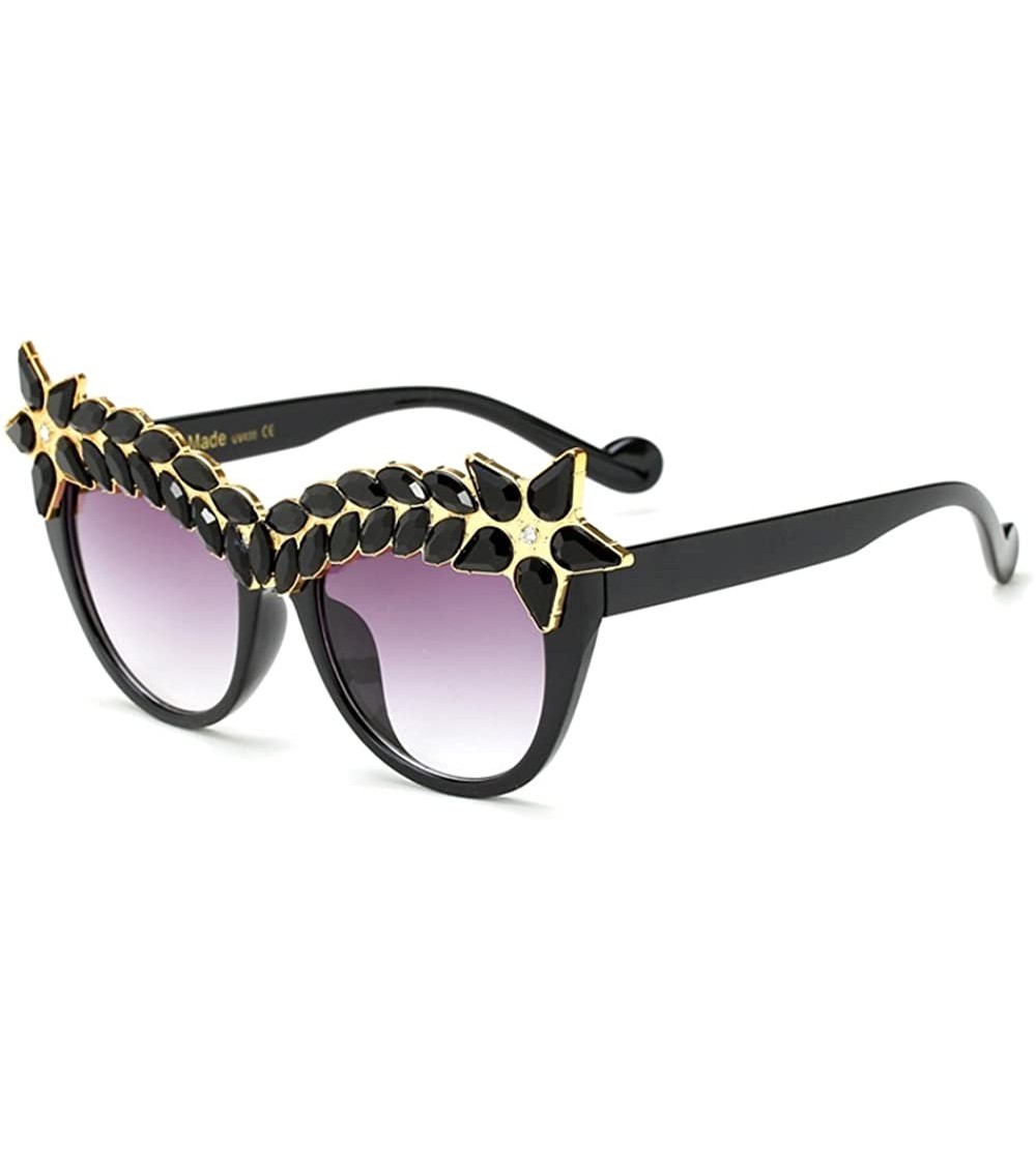 Oversized Womens Luxury Diamond Decorated Sunglasses UV400 Retro Eyeglasses - Style 04 - CZ18GUHGIC8 $25.46