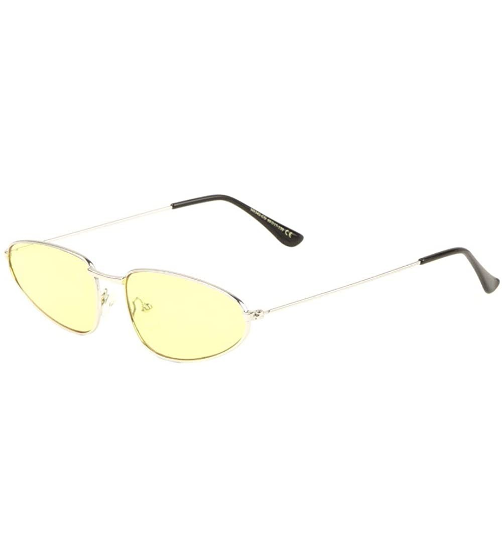 Oval Semi Oval Thin Frame Color Lens Sunglasses - Yellow - CS197A6DK6E $25.80