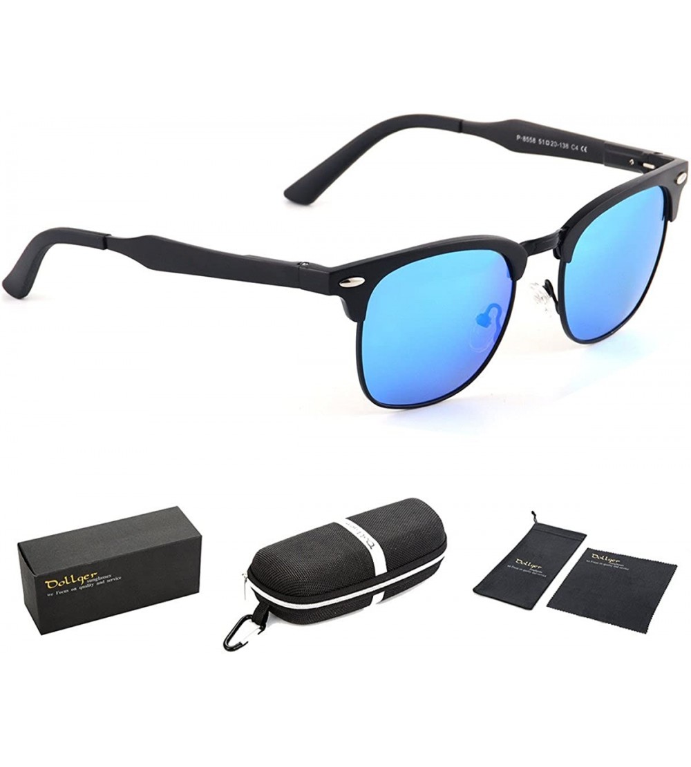 Rimless Classic Semi-Rimless Frame Retro Brand Polarized Sunglasses for Men and Women UV 400 Protection - Blue - CZ128LEAR0Z ...