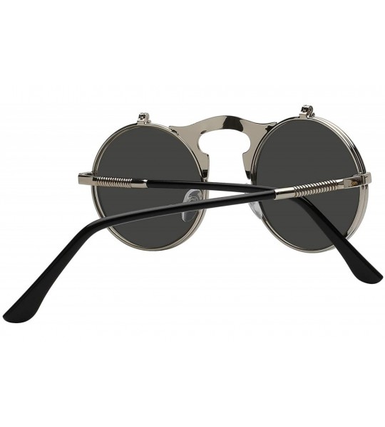 Sport Circle Flip Up Sunglasses Gothic Round Retro John Lennon Style Sun Glasses Steampunk Sunglasses - CA18RAWI6GM $22.34