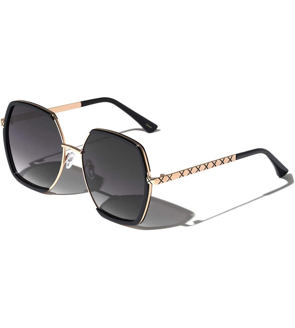 Butterfly Geometric X Temple Fashion Sunglasses - Smoke - C619743HGM2 $26.57