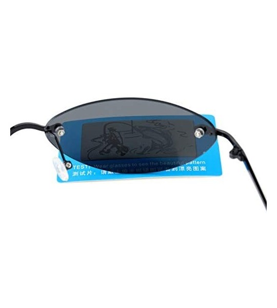 Oval Polarized Matrix Morpheus Sunglasses Glasses men 13.9 g Ultralight Rimless - Black - CN197QCMX63 $49.74