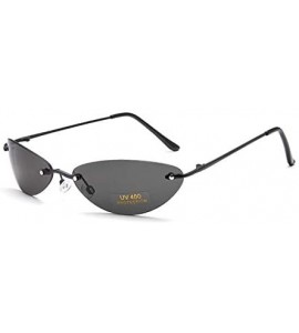 Oval Polarized Matrix Morpheus Sunglasses Glasses men 13.9 g Ultralight Rimless - Black - CN197QCMX63 $49.74