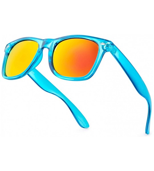 Sport Retro 80's Fashion Sunglasses - Colorful Neon Translucent Frame - Mirrored Lens - CB1965E74XT $19.53