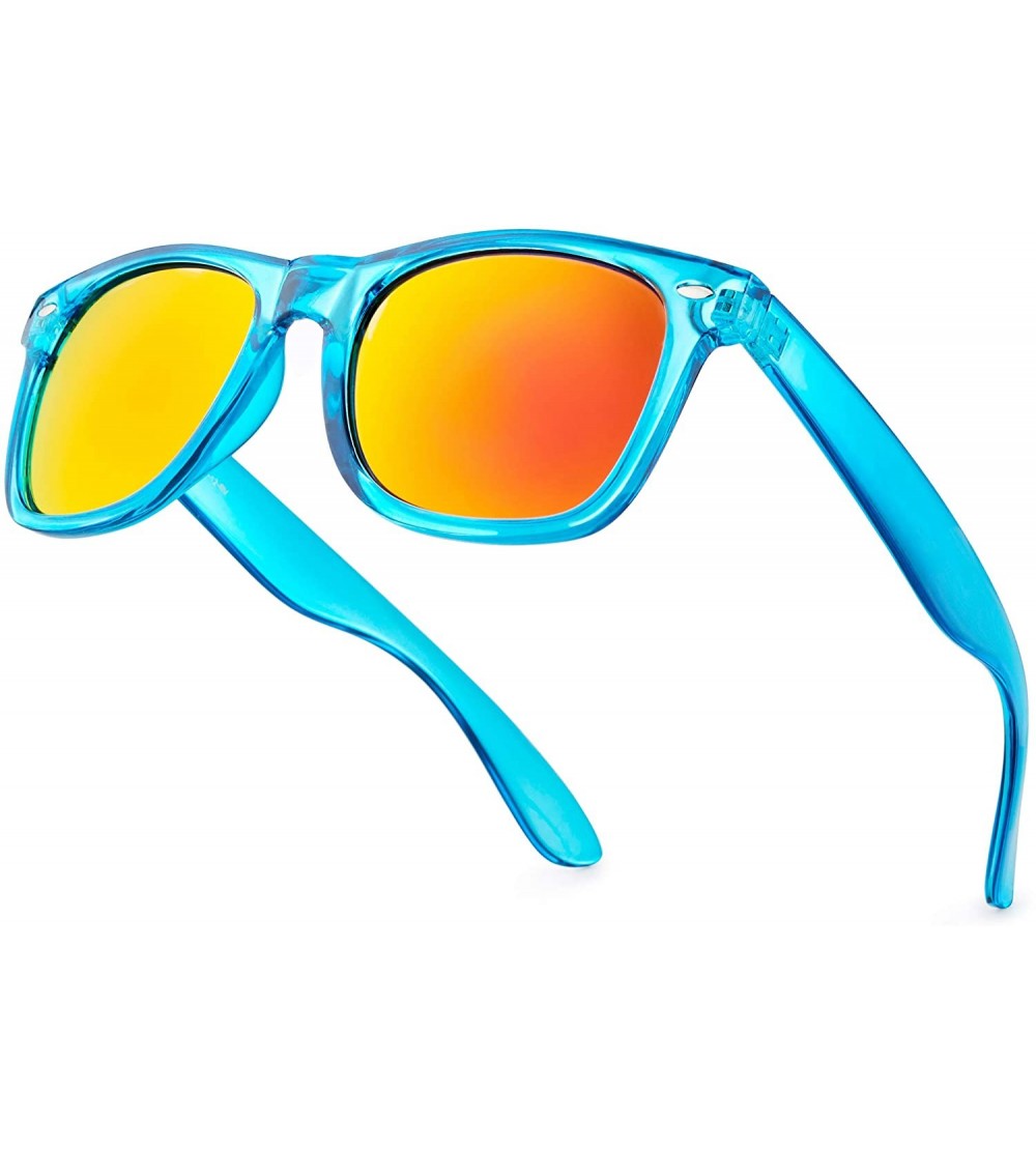 Sport Retro 80's Fashion Sunglasses - Colorful Neon Translucent Frame - Mirrored Lens - CB1965E74XT $19.53