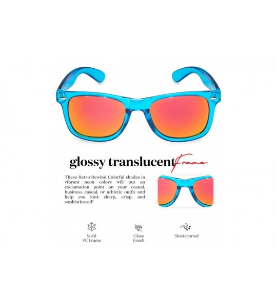 Sport Retro 80's Fashion Sunglasses - Colorful Neon Translucent Frame - Mirrored Lens - CB1965E74XT $19.53