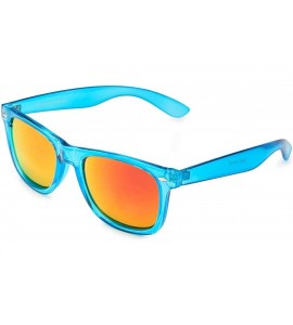 Sport Retro 80's Fashion Sunglasses - Colorful Neon Translucent Frame - Mirrored Lens - CB1965E74XT $19.53