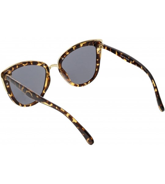 Cat Eye Women's Oversize Metal Trim Colored Mirror Lens Cat Eye Sunglasses 51mm - Tortoise Gold / Gold Mirror - CL188K0MLD9 $...