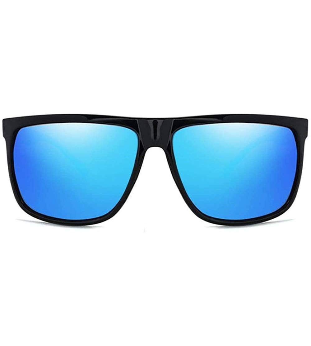 Aviator Sunglasses Men Polarized Retro Brand Designer Sun Glasses Male Driving Black - Blue - CG18XGE2XCO $18.50