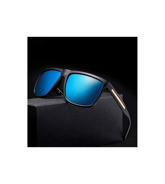 Aviator Sunglasses Men Polarized Retro Brand Designer Sun Glasses Male Driving Black - Blue - CG18XGE2XCO $18.50