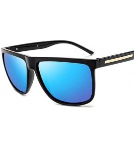 Aviator Sunglasses Men Polarized Retro Brand Designer Sun Glasses Male Driving Black - Blue - CG18XGE2XCO $18.50