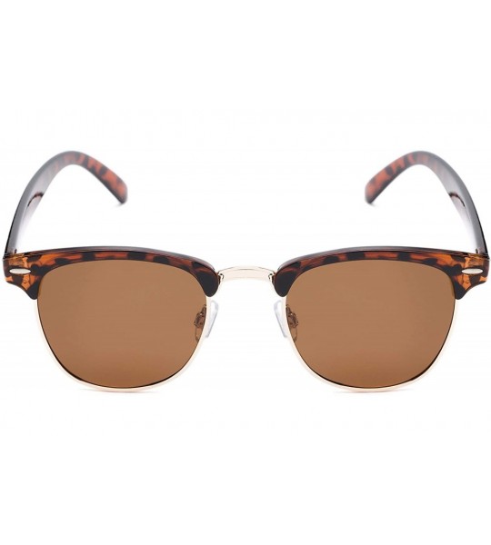 Round Sunglass Warehouse Harlem- Polarized Polycarbonate Browline Men's & Women's Full Frame Sunglasses - CL12NA86BZP $23.30