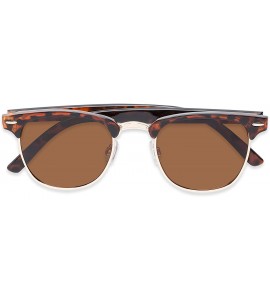 Round Sunglass Warehouse Harlem- Polarized Polycarbonate Browline Men's & Women's Full Frame Sunglasses - CL12NA86BZP $23.30