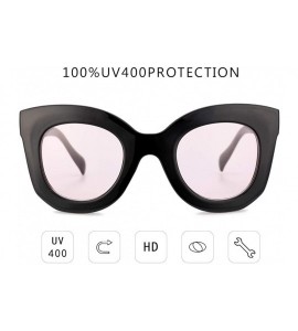 Oversized Cateye Sunglasses For Women Street Fashion Oversized Plastic Frame - 100% UV Protection - CK18KAZ04WR $18.34