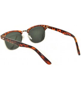 Rectangular Retro Classic Sunglasses Metal Half Frame With Colored Lens Uv 400 - Leopard-silver Green - CD11QDD6HE3 $17.66