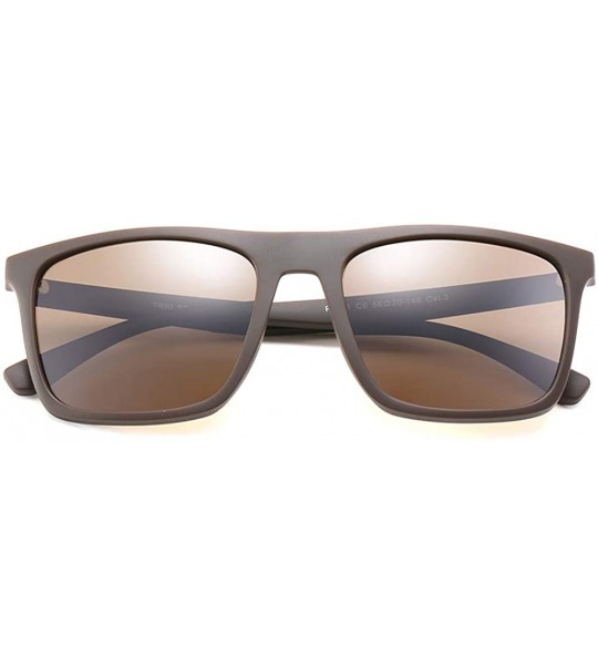 Square Polarized TR90 Sunglasses Men Male Sun Glasses Square Ultralight - Brown - CJ18M4DYX2K $23.03