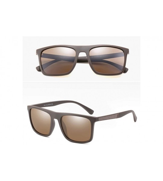 Square Polarized TR90 Sunglasses Men Male Sun Glasses Square Ultralight - Brown - CJ18M4DYX2K $23.03