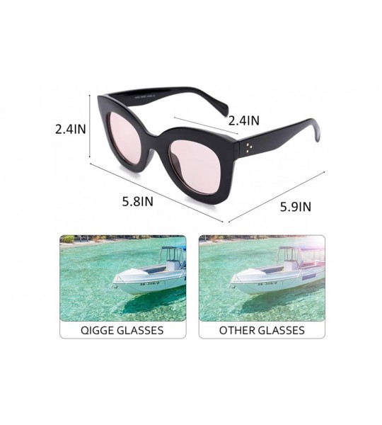 Oversized Cateye Sunglasses For Women Street Fashion Oversized Plastic Frame - 100% UV Protection - CK18KAZ04WR $18.34