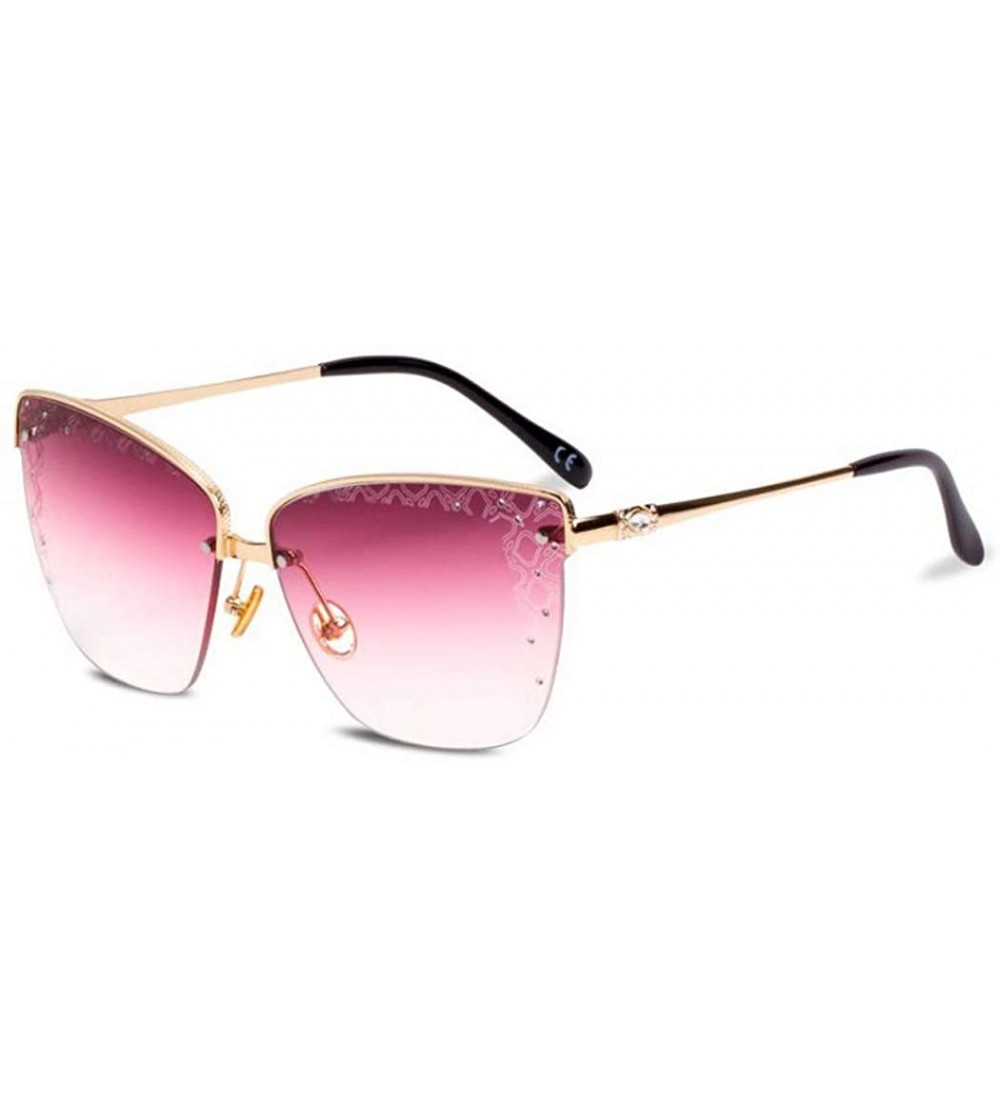 Aviator Half frame sunglasses female 2019 new sunglasses - ladies carved frameless sunglasses - C - CD18SMU6H6Y $73.00