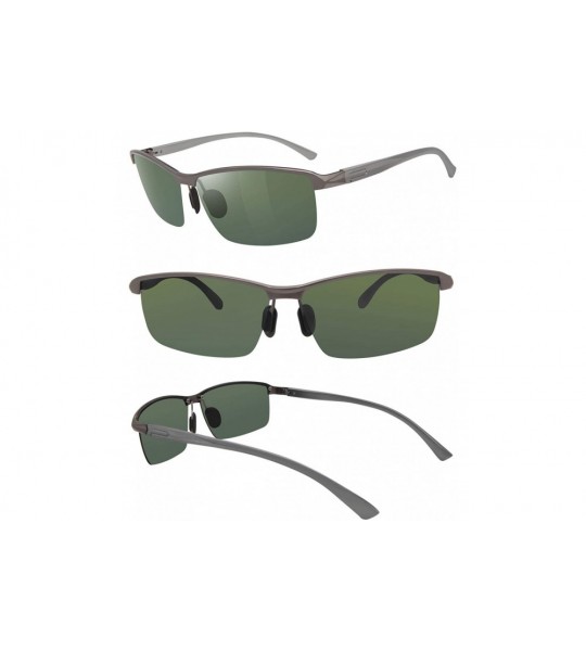 Sport Men's Driving Polarized Sunglasses for Men Sports Eyewear Fishing Goggles with Al-Mg Frame - Gun Frame Green Lens - CL1...