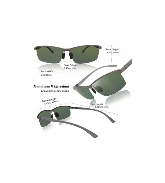 Sport Men's Driving Polarized Sunglasses for Men Sports Eyewear Fishing Goggles with Al-Mg Frame - Gun Frame Green Lens - CL1...