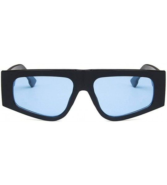 Rectangular Unisex Sunglasses Fashion Bright Black Grey Drive Holiday Rectangle Non-Polarized UV400 - Bright Black Blue - C21...