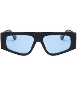 Rectangular Unisex Sunglasses Fashion Bright Black Grey Drive Holiday Rectangle Non-Polarized UV400 - Bright Black Blue - C21...