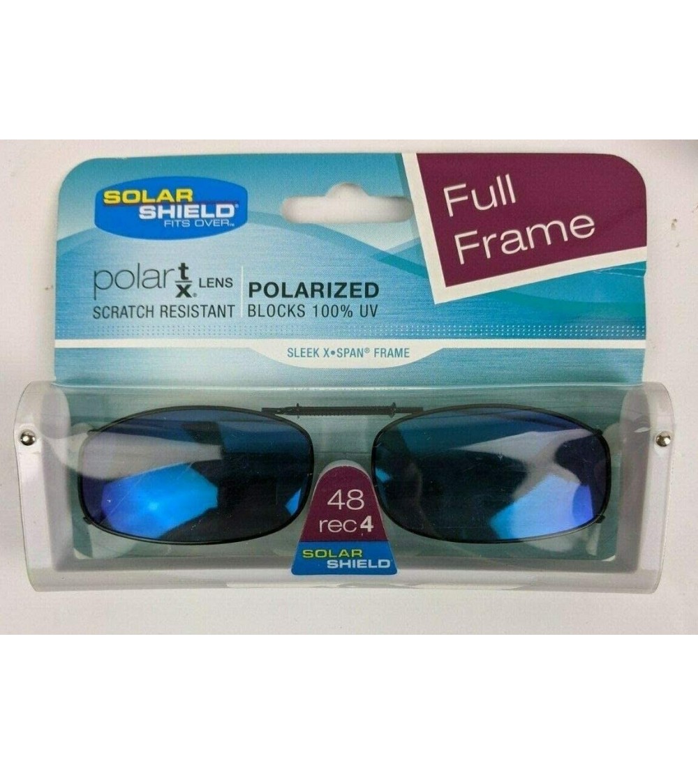 Rectangular full frame size 48 Rec 4 Bluish Lens Polarized Clip on Sunglasses by USA - CZ11YRGCJE5 $20.00