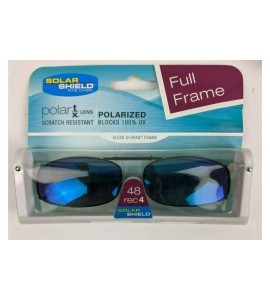 Rectangular full frame size 48 Rec 4 Bluish Lens Polarized Clip on Sunglasses by USA - CZ11YRGCJE5 $20.00