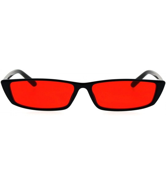 Rectangular Narrow Rectangular Hippie Groove Plastic Cat Eye Sunglasses - Black Red - CI18G86IXK2 $18.88