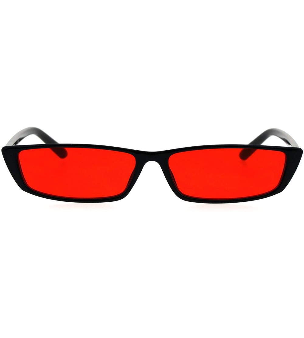 Rectangular Narrow Rectangular Hippie Groove Plastic Cat Eye Sunglasses - Black Red - CI18G86IXK2 $18.88