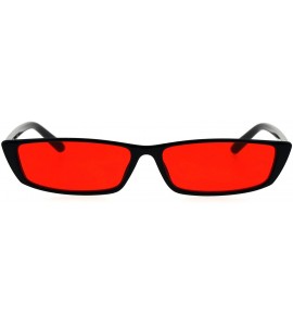 Rectangular Narrow Rectangular Hippie Groove Plastic Cat Eye Sunglasses - Black Red - CI18G86IXK2 $18.88