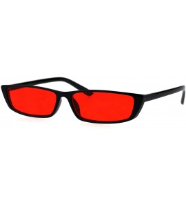 Rectangular Narrow Rectangular Hippie Groove Plastic Cat Eye Sunglasses - Black Red - CI18G86IXK2 $18.88