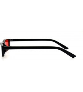 Rectangular Narrow Rectangular Hippie Groove Plastic Cat Eye Sunglasses - Black Red - CI18G86IXK2 $18.88