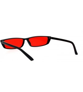 Rectangular Narrow Rectangular Hippie Groove Plastic Cat Eye Sunglasses - Black Red - CI18G86IXK2 $18.88