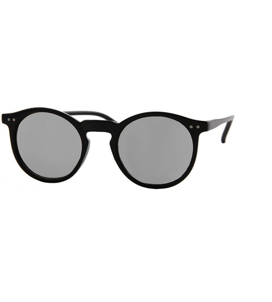 Round Unisex Sunglasses Lens Vintage Round Retro Frame Durable Fashion Design - Black Frame / Mirrored Silver Lens - CD18G8KE...