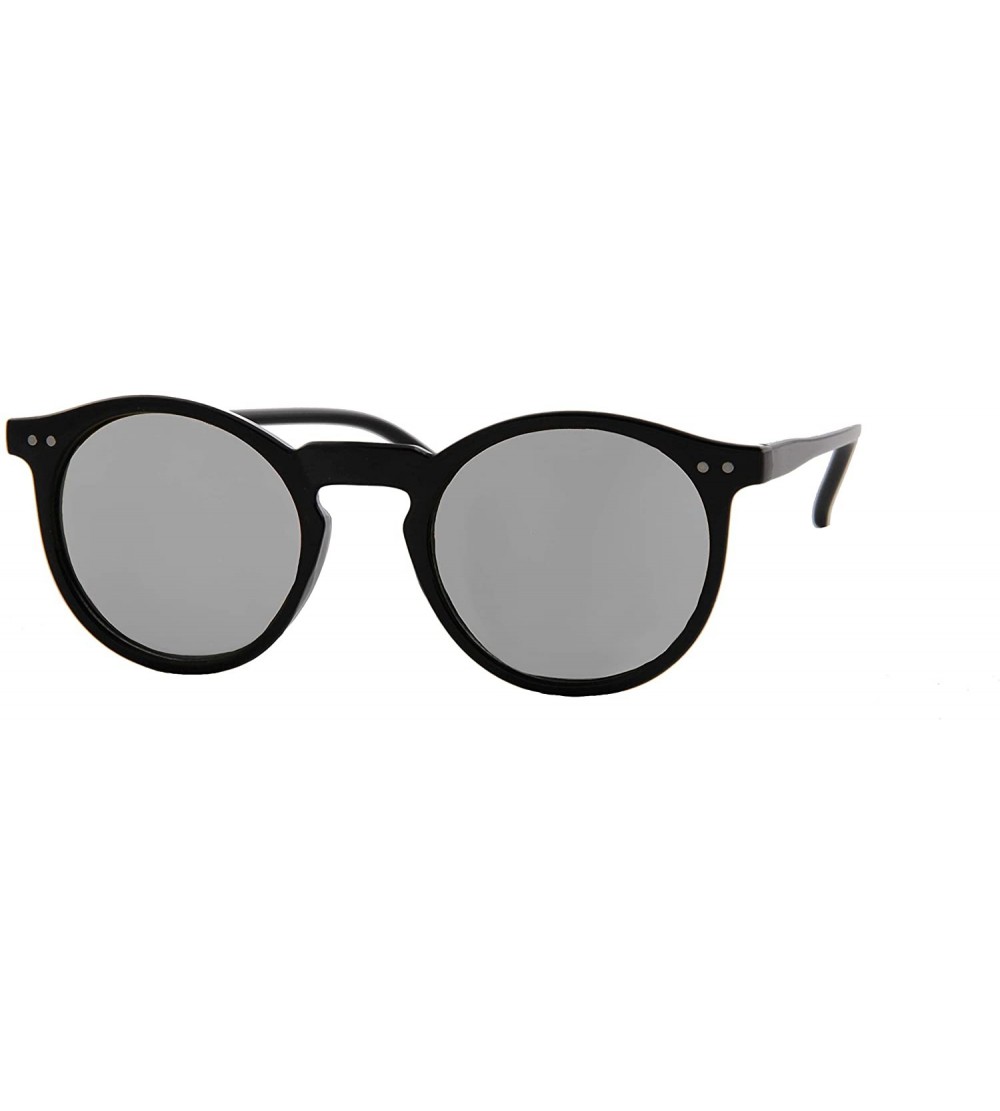 Round Unisex Sunglasses Lens Vintage Round Retro Frame Durable Fashion Design - Black Frame / Mirrored Silver Lens - CD18G8KE...