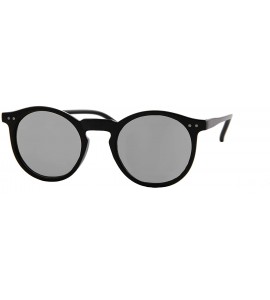 Round Unisex Sunglasses Lens Vintage Round Retro Frame Durable Fashion Design - Black Frame / Mirrored Silver Lens - CD18G8KE...