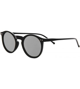 Round Unisex Sunglasses Lens Vintage Round Retro Frame Durable Fashion Design - Black Frame / Mirrored Silver Lens - CD18G8KE...